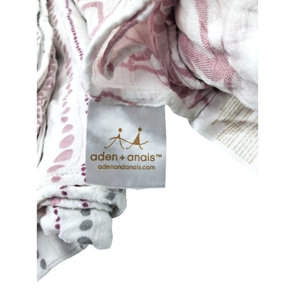 Aden + Anais 2 Swaddle Blankets Viscose From Bamboo Pink Gray White 46x44 - Picture 4 of 6